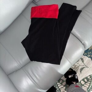 Victoria's Secret Black Leggings with Red Waistband